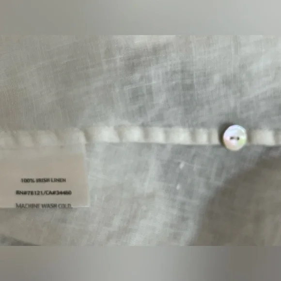 Eileen Fisher Women’s Size M Long Sleeve Round Neck White Irish Linen Blouse - Picture 4 of 5